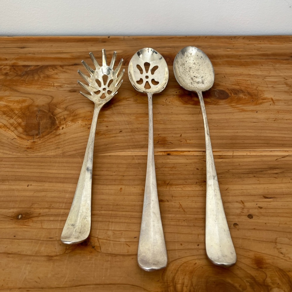 SOLD Vintage Silver-plated  Serving Spoon Set - Picture 2 of 8